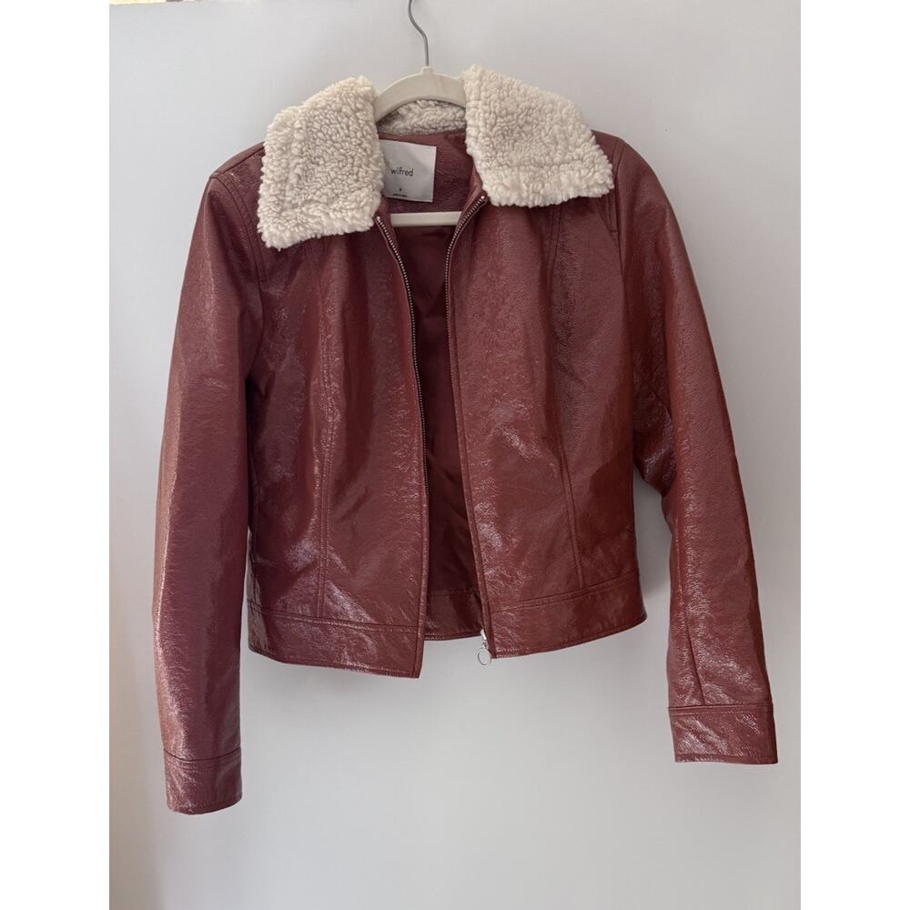 Aritzia Wilfred Tempest Jacket in Genuine Brown, Medium, Vegan Sherpa
